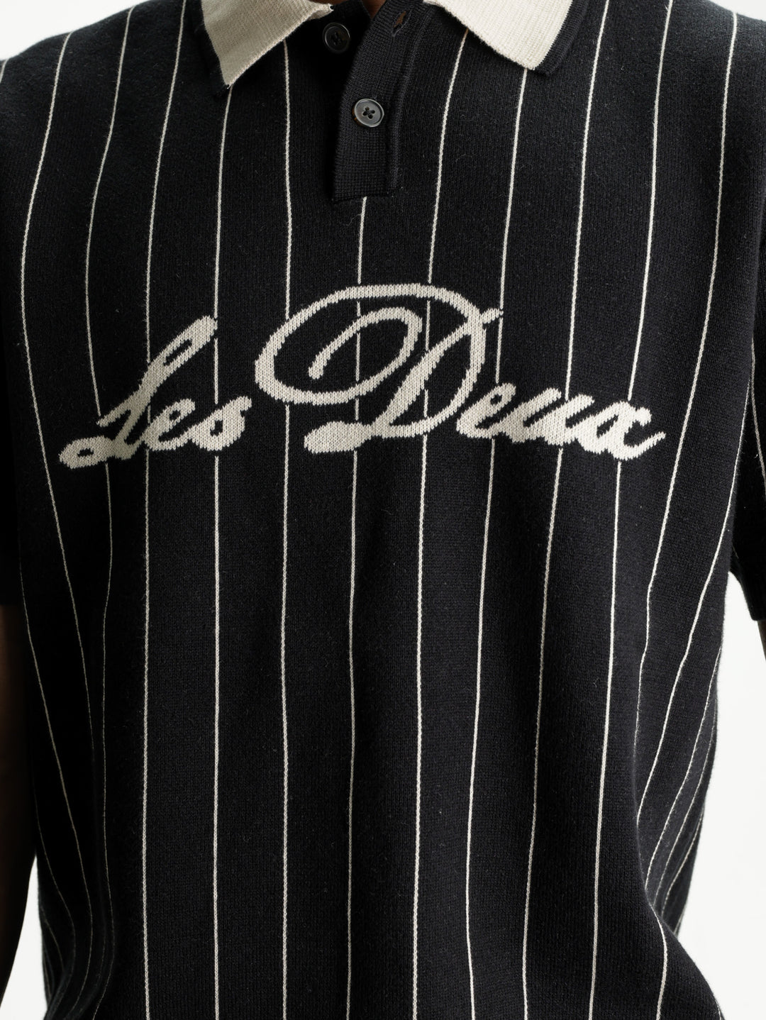 Les Deux Golfer Pinstripe Knitted Black