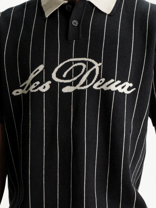 Les Deux Golfer Pinstripe Knitted Black