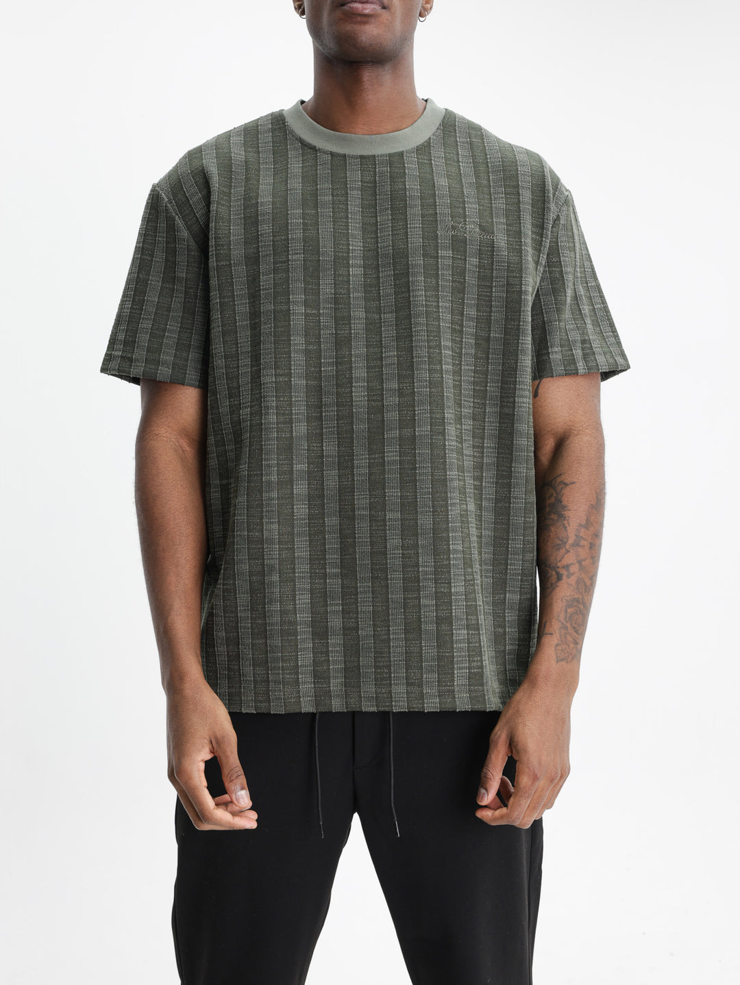 Les Deux Shirt Stripe Jacquard Rosin Green