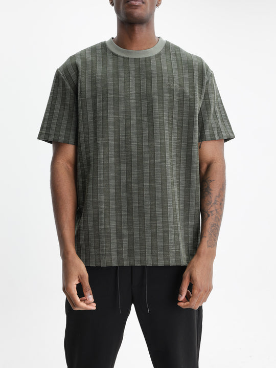 Les Deux Shirt Stripe Jacquard Rosin Green