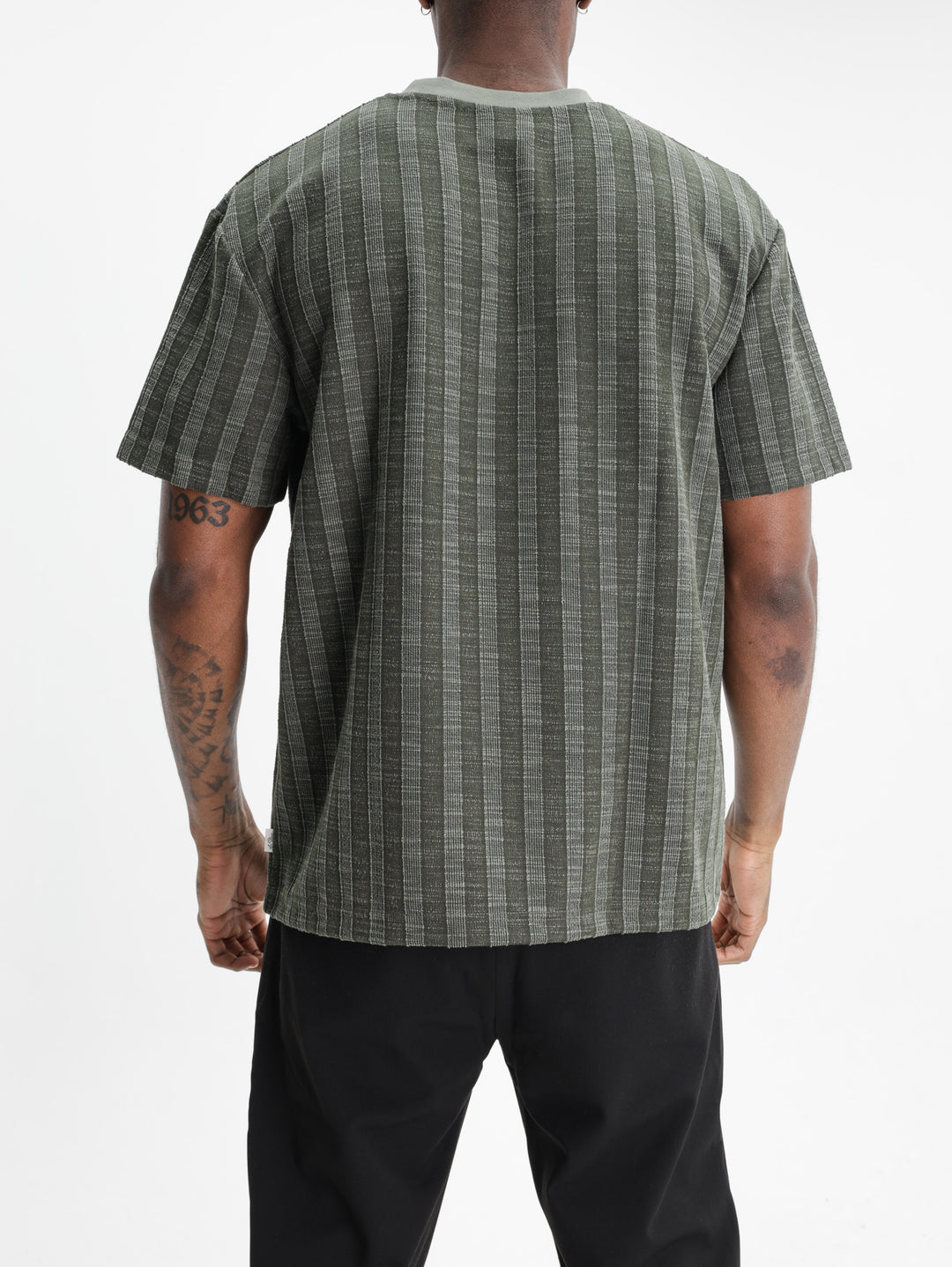 Les Deux Shirt Stripe Jacquard Rosin Green