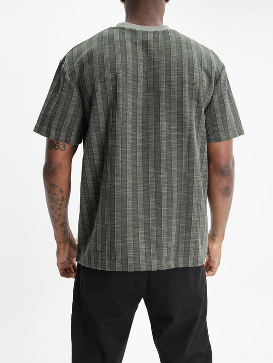 Les Deux Shirt Stripe Jacquard Rosin Green