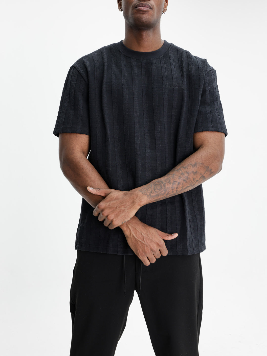 Les Deux Shirt Stripe Jacquard Black