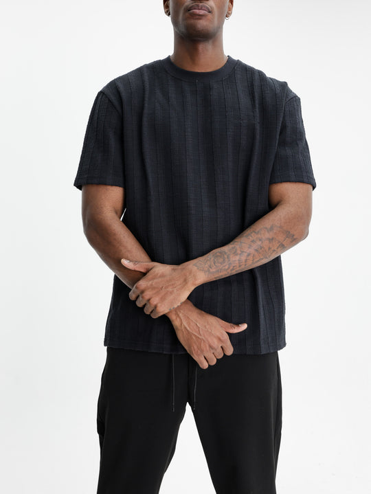 Les Deux Shirt Stripe Jacquard Black