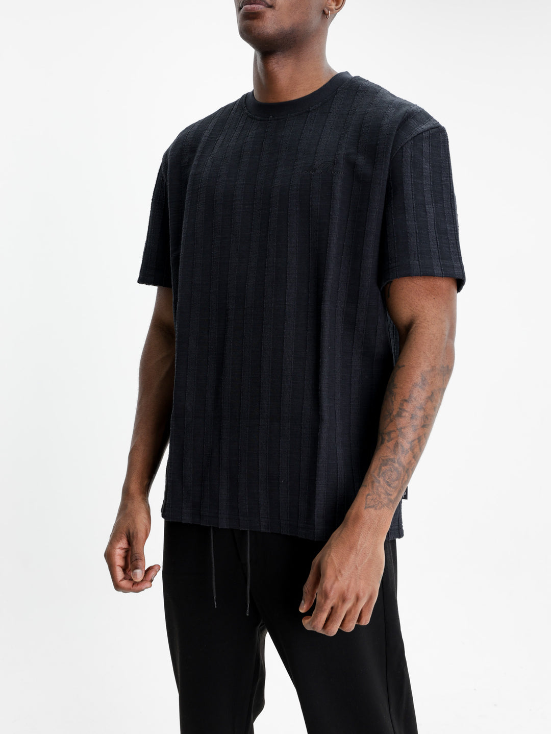 Les Deux Shirt Stripe Jacquard Black