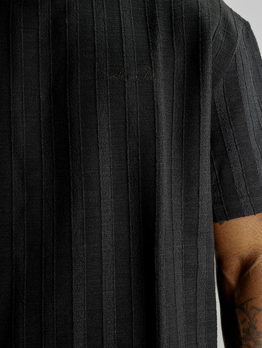 Les Deux Shirt Stripe Jacquard Black