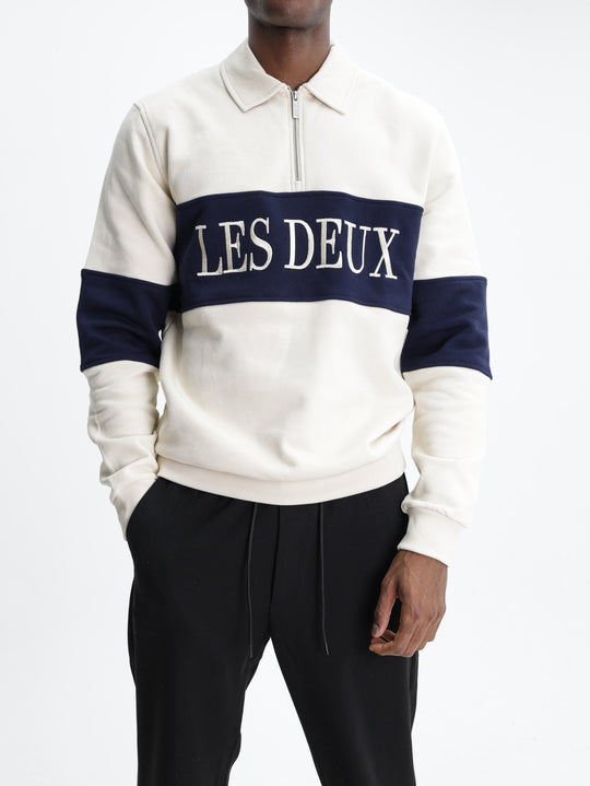 Les Deux Sweatshirt Zipper Rugby Ivory