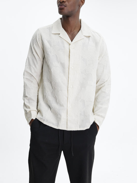 Les Deux Shirt Flower Jacquard Light Ivory
