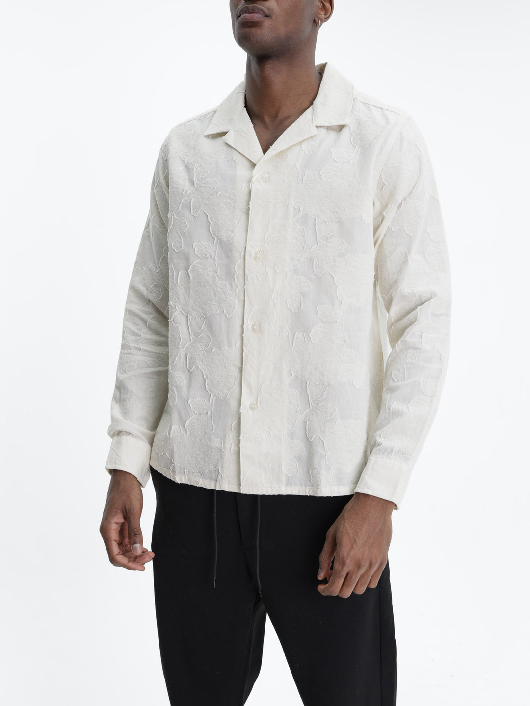 Les Deux Shirt Flower Jacquard Light Ivory