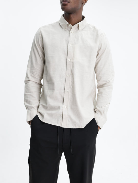 Les Deux Shirt Soft Flannel Oyster Gray White