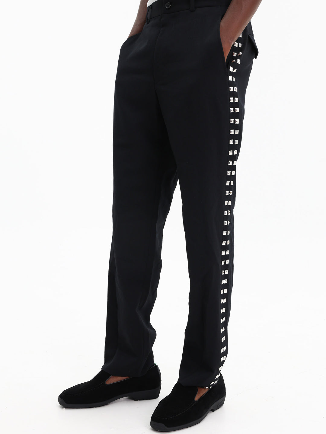 Comme Des Garcons Pants Studded Tapered Leg Black