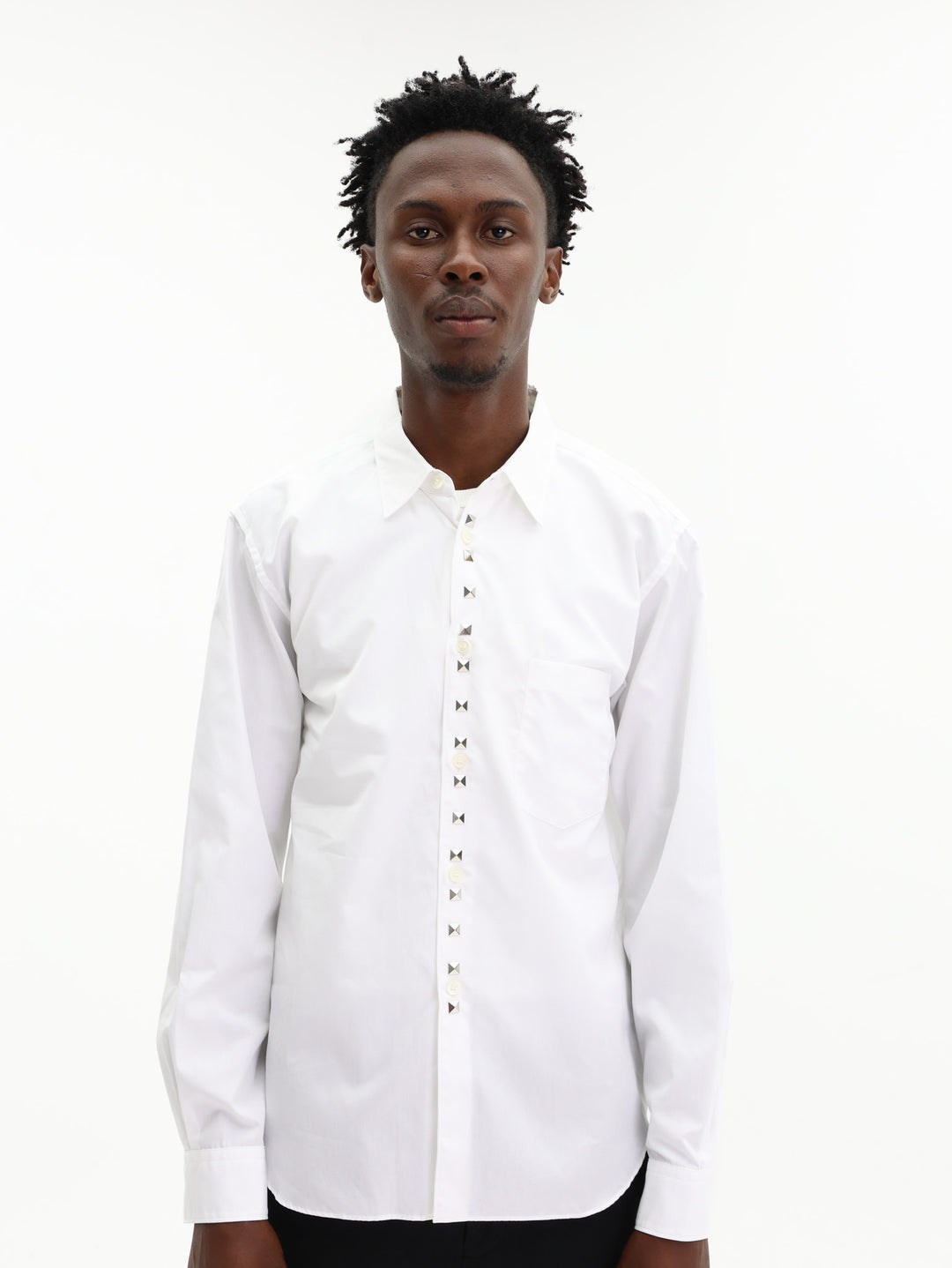 Comme Des Garcons Shirt Studded Button Up White