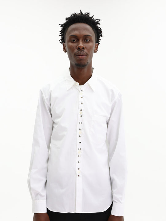Comme Des Garcons Shirt Studded Button Up White