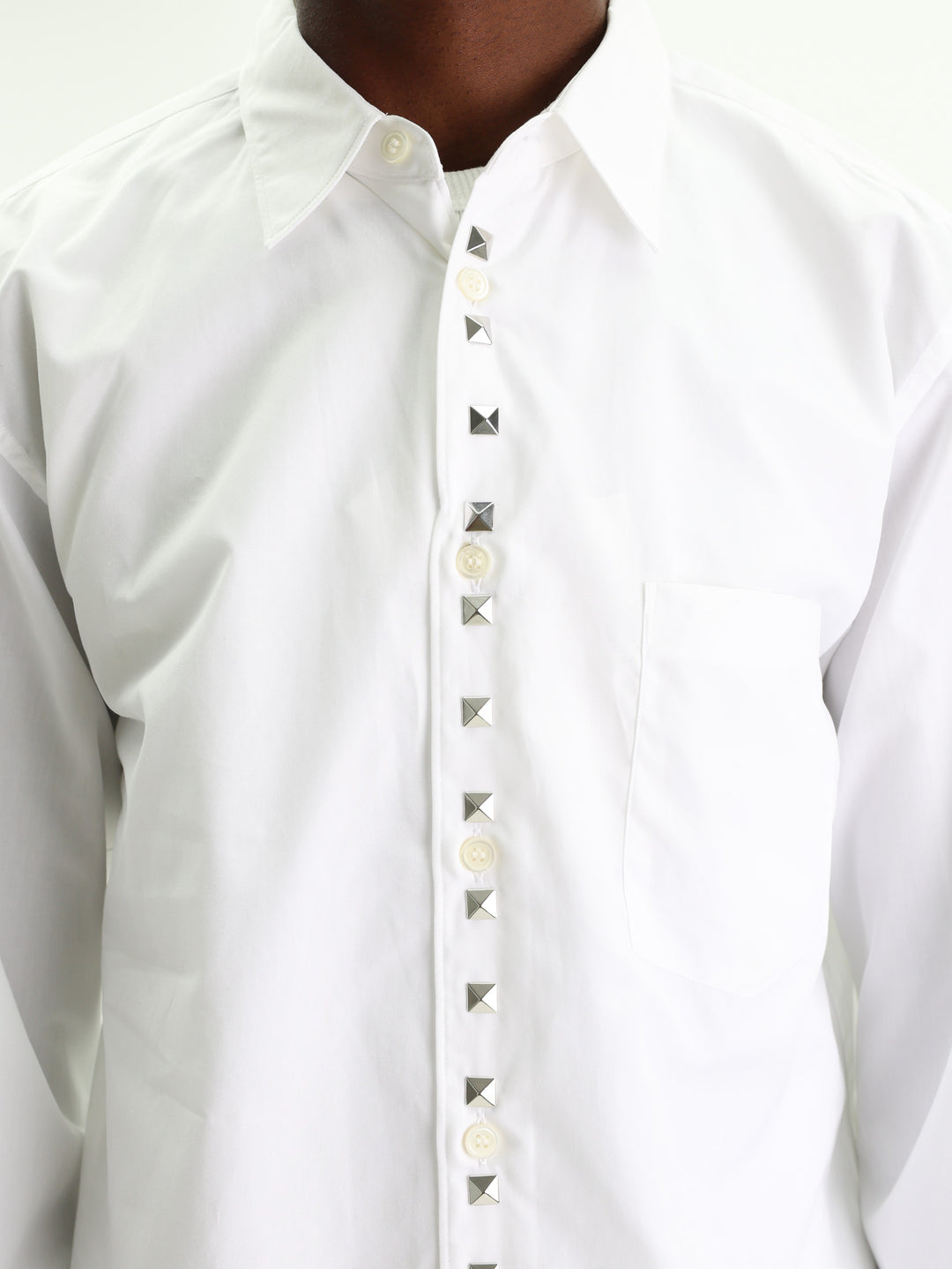 Comme Des Garcons Shirt Studded Button Up White