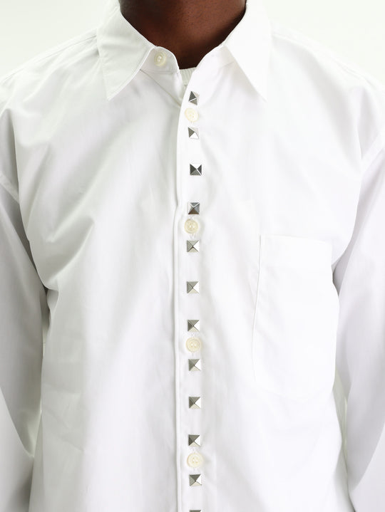 Comme Des Garcons Shirt Studded Button Up White
