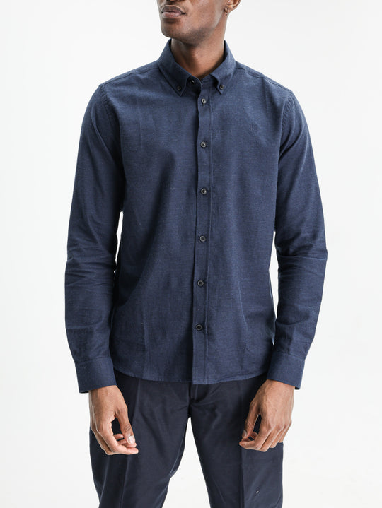 Les Deux Shirt Soft Flannel Dark Navy Blue