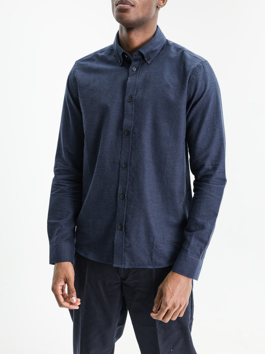 Les Deux Shirt Soft Flannel Dark Navy Blue