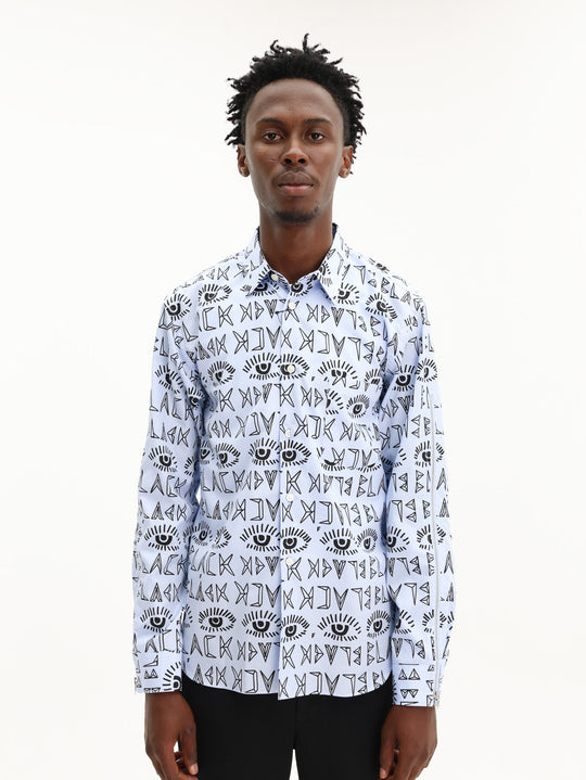 Comme Des Garcons Shirt Long Sleeve Aop Buttondown White-Black