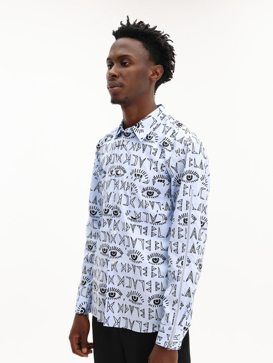 Comme Des Garcons Shirt Long Sleeve Aop Buttondown White-Black