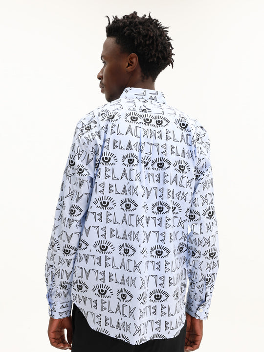 Comme Des Garcons Shirt Long Sleeve Aop Buttondown White-Black