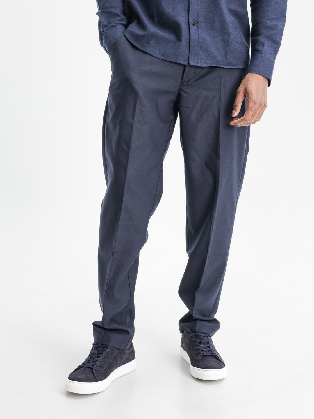 Les Deux Suit Pants Brushed Twill Reg Dark Navy Blue