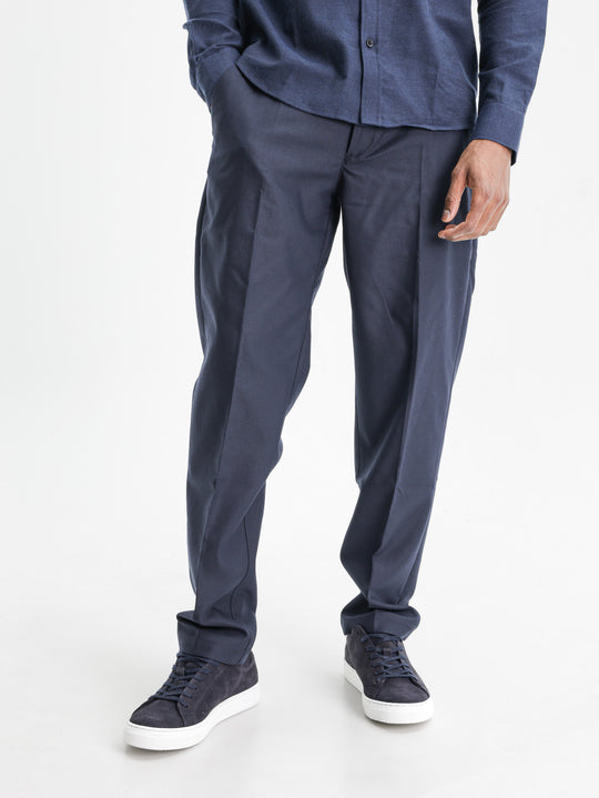 Les Deux Suit Pants Brushed Twill Reg Dark Navy Blue