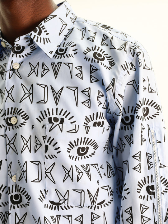 Comme Des Garcons Shirt Long Sleeve Aop Buttondown White-Black