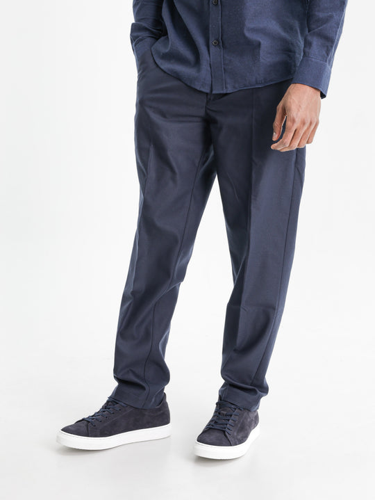 Les Deux Suit Pants Brushed Twill Reg Dark Navy Blue