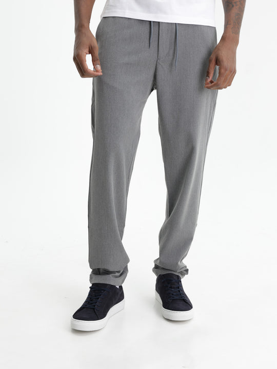 Les Deux Pants Como Tapered Drawstring Grey Melange