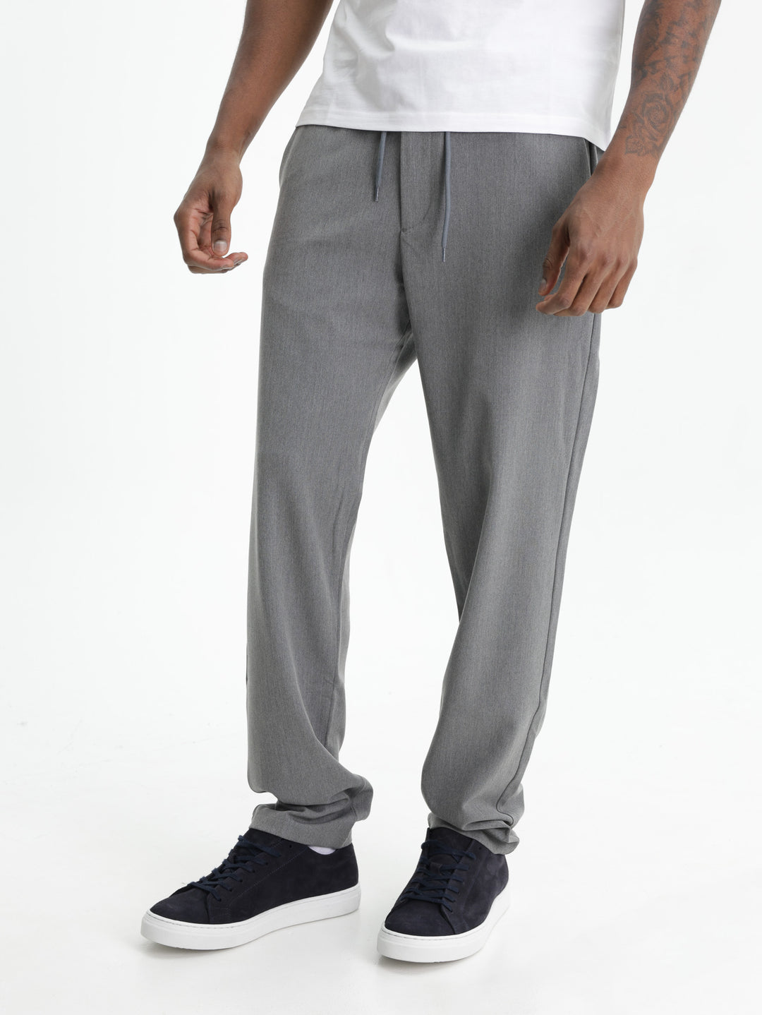 Les Deux Pants Como Tapered Drawstring Grey Melange
