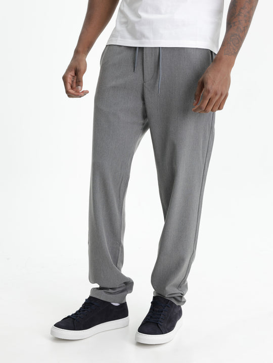 Les Deux Pants Como Tapered Drawstring Grey Melange