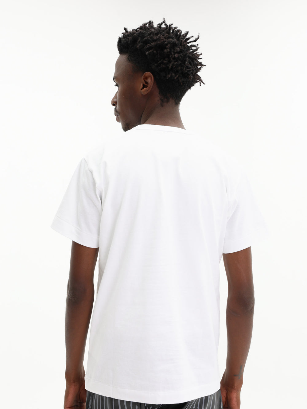 Comme De Garcons Crew Play Stud Print Red Heart White