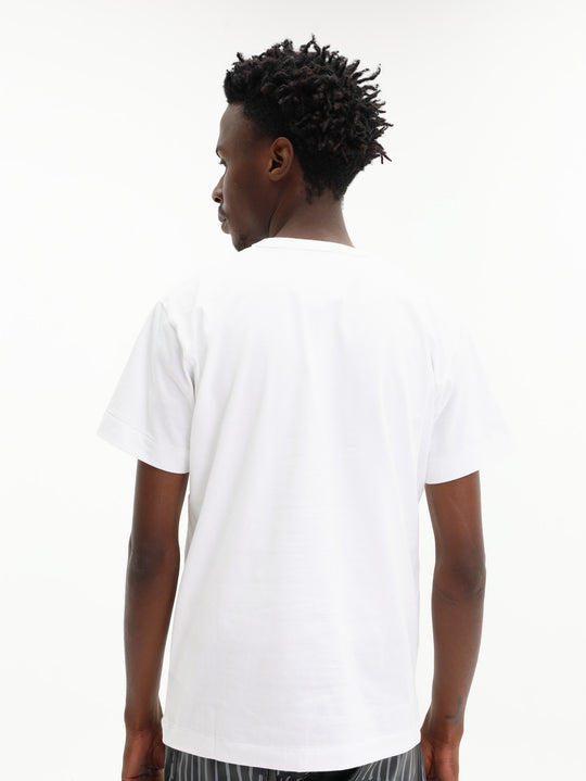 Comme De Garcons Crew Play Stud Print Red Heart White
