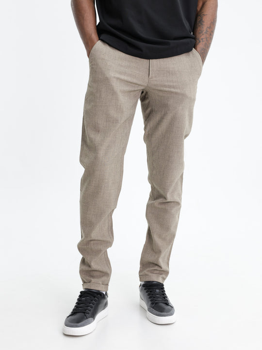 Les Deux Pants Melange Tapered Dark Sand