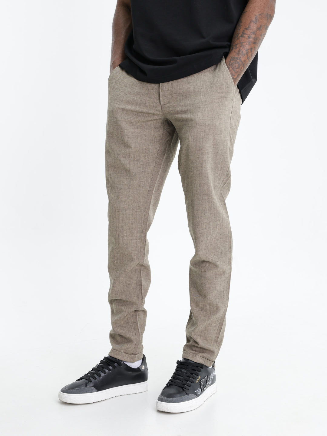 Les Deux Pants Melange Tapered Dark Sand
