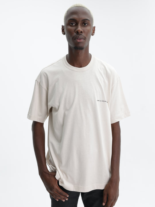 Comme Des Garcons T-Shirt Logo Print Beige