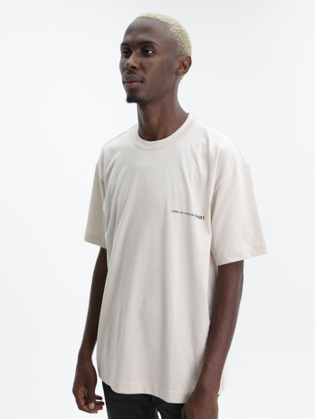 Comme Des Garcons T-Shirt Logo Print Beige