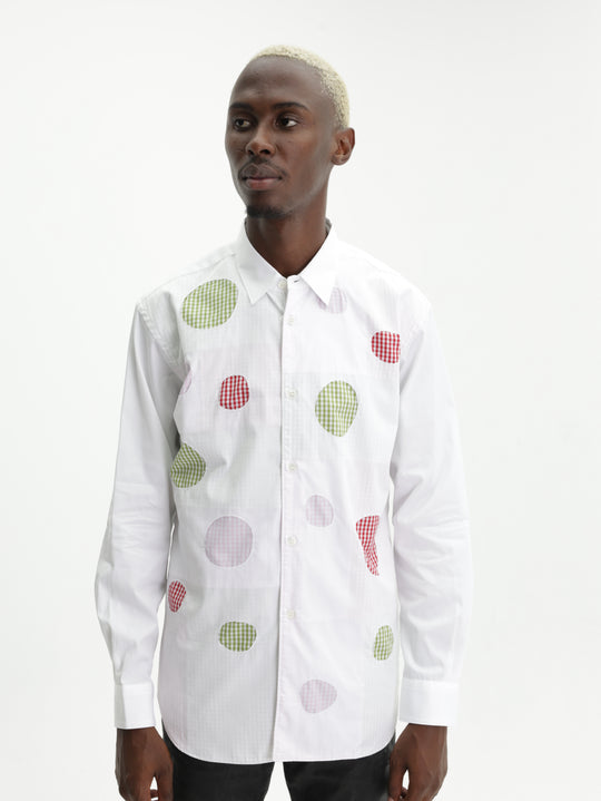 Comme Des Garcons Shirt Cut Out Tartan White