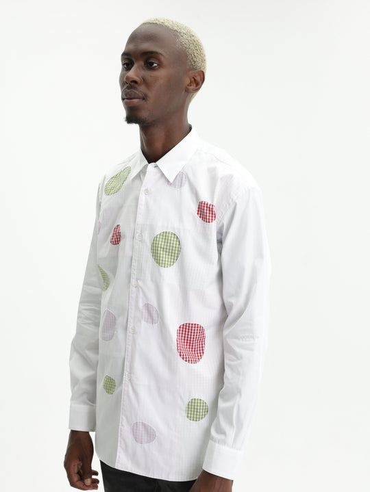 Comme Des Garcons Shirt Cut Out Tartan White