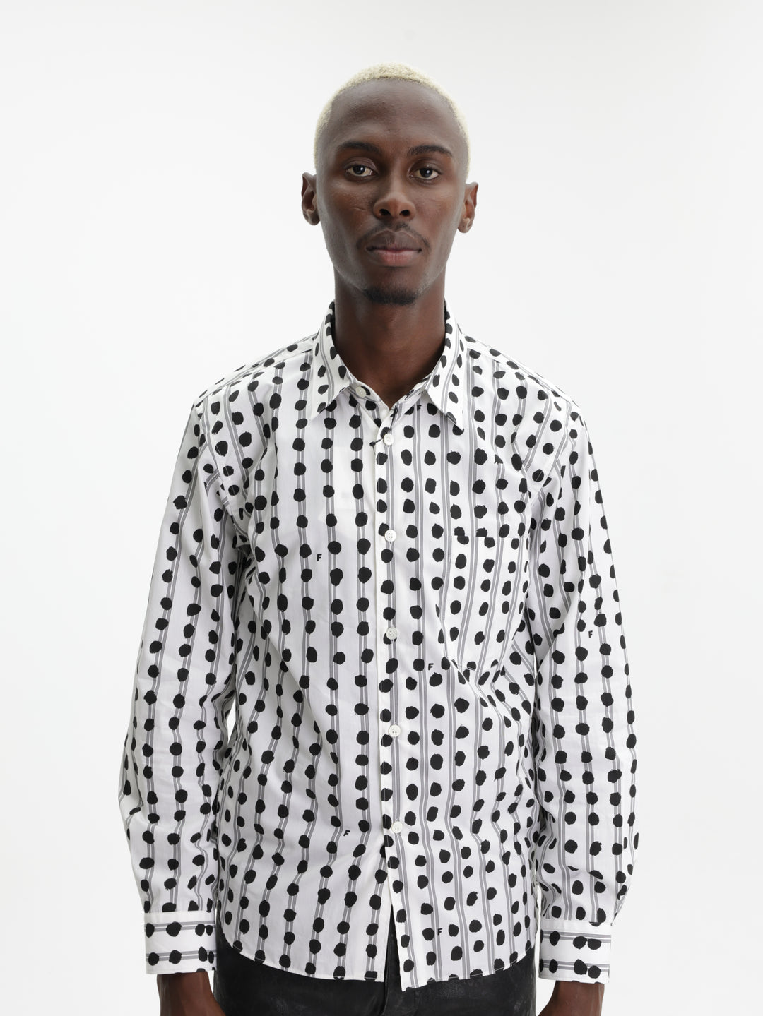 Comme Des Garcons Shirt Striped Zip White-Black