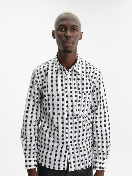 Comme Des Garcons Shirt Striped Zip White-Black
