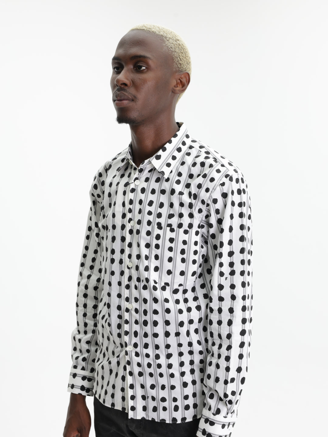 Comme Des Garcons Shirt Striped Zip White-Black