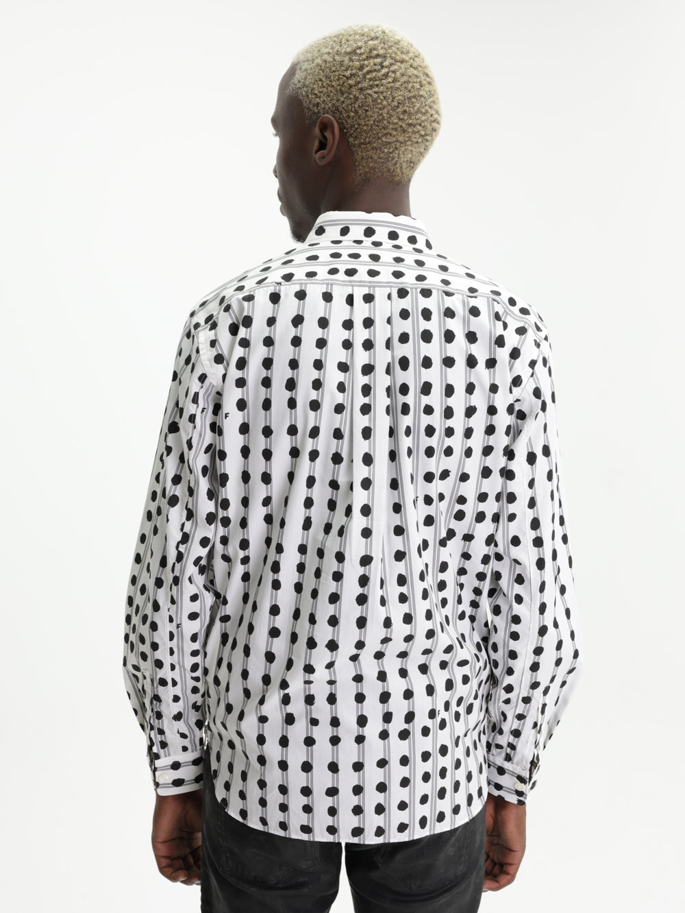 Comme Des Garcons Shirt Striped Zip White-Black