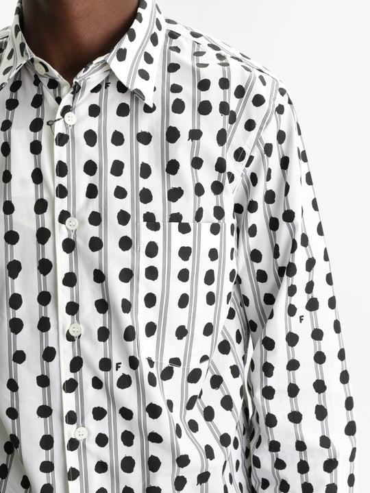 Comme Des Garcons Shirt Striped Zip White-Black
