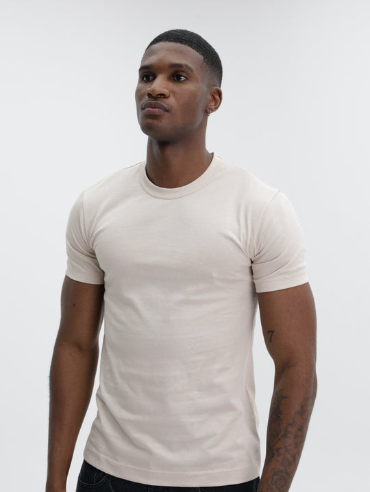 Comme Des Garcons T-Shirt Back Logo Print Beige