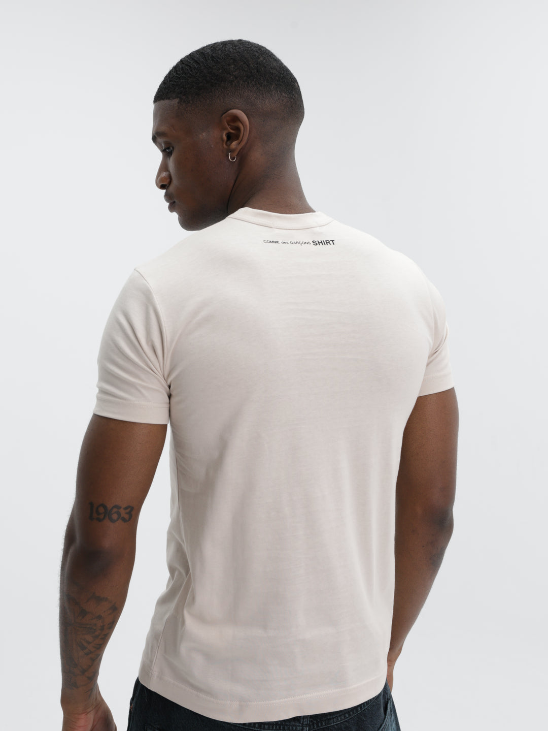 Comme Des Garcons T-Shirt Back Logo Print Beige