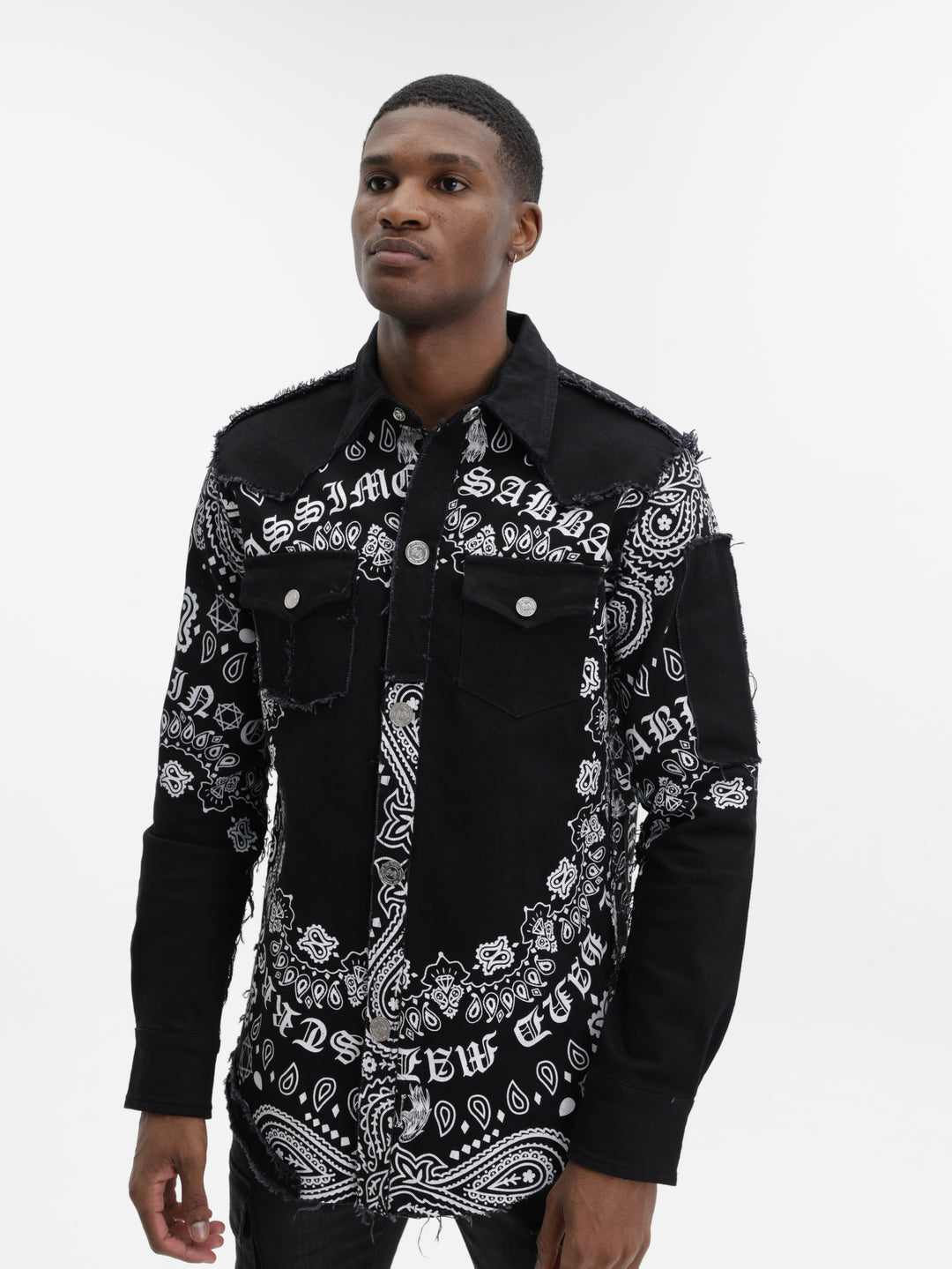 Massimo Sabbadin Shirt Allover Print Black-White