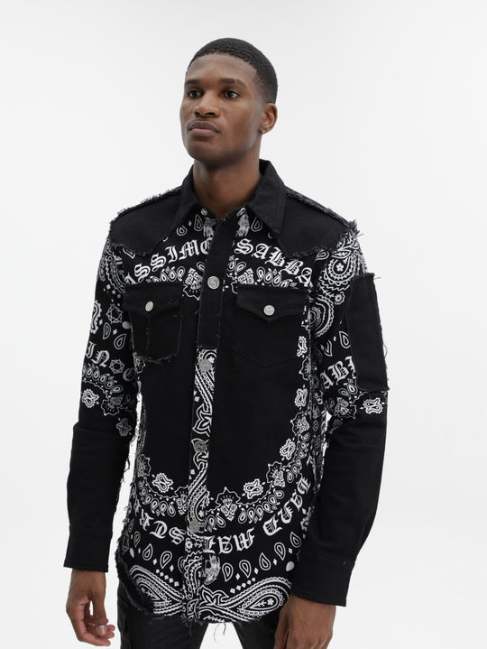 Massimo Sabbadin Shirt Allover Print Black-White