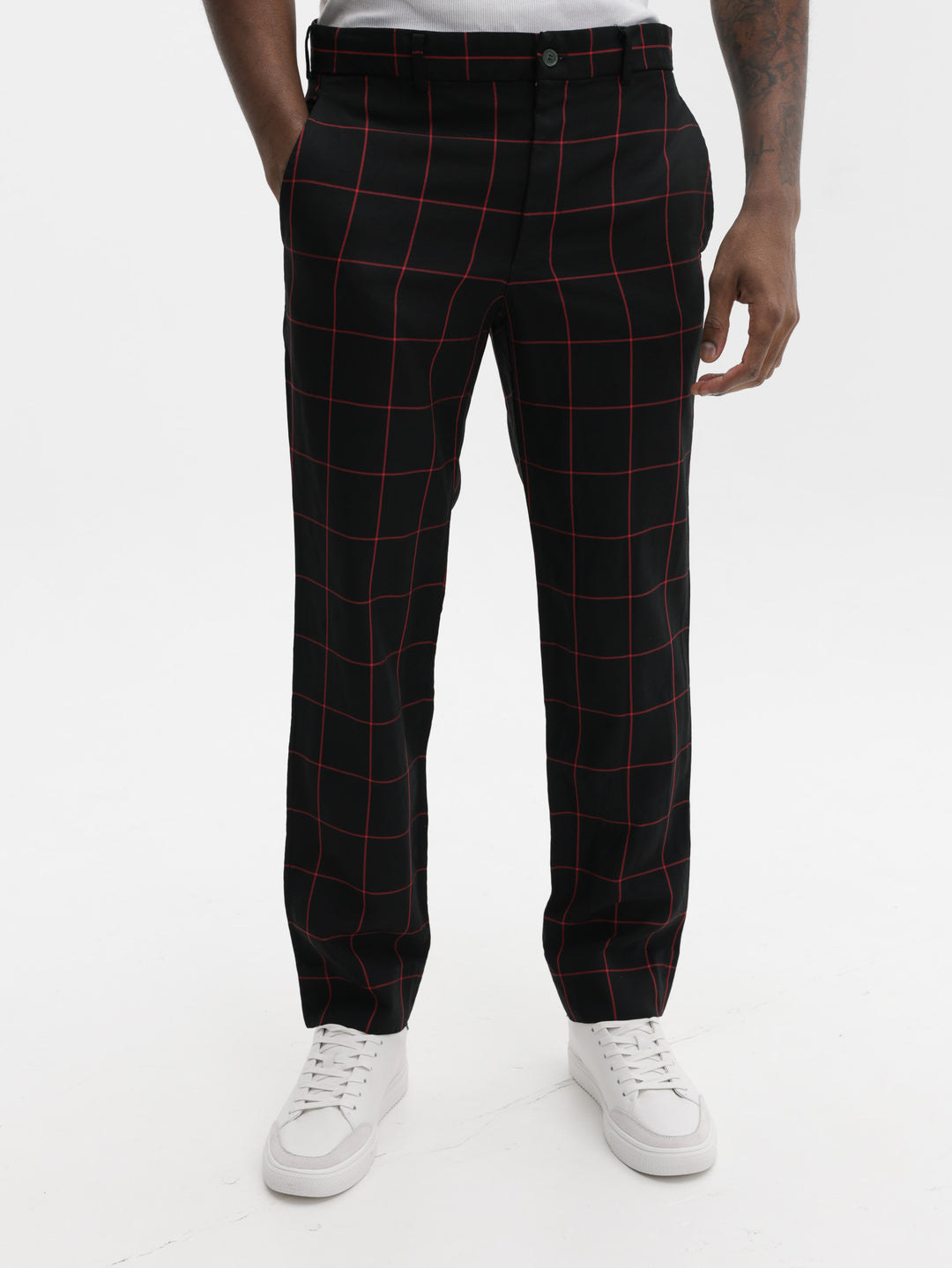 Comme Des Garcons Pants Window Pane Black-Red