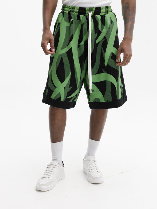 Massimo Sabbadin Shorts All Over Print Green-Black